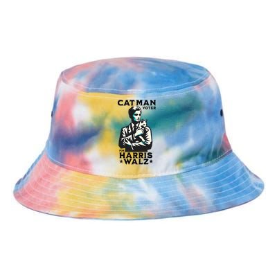 Cat Man Voter For Harris Walz Waltz Tie Dye Newport Bucket Hat