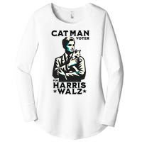 Cat Man Voter For Harris Walz Waltz Women's Perfect Tri Tunic Long Sleeve Shirt