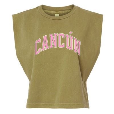 Cancun Mexico Varsity Style Pink Text Funny Gift Garment-Dyed Women's Muscle Tee