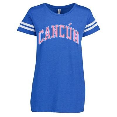 Cancun Mexico Varsity Style Pink Text Funny Gift Enza Ladies Jersey Football T-Shirt