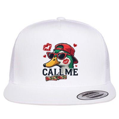 Call Me Valentines Duck Hunting Lover For Hunter Flat Bill Trucker Hat