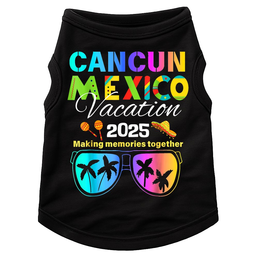 Cancun Mexico Vacation Beach 2025 Trip Group Squad Colorful Doggie Tank