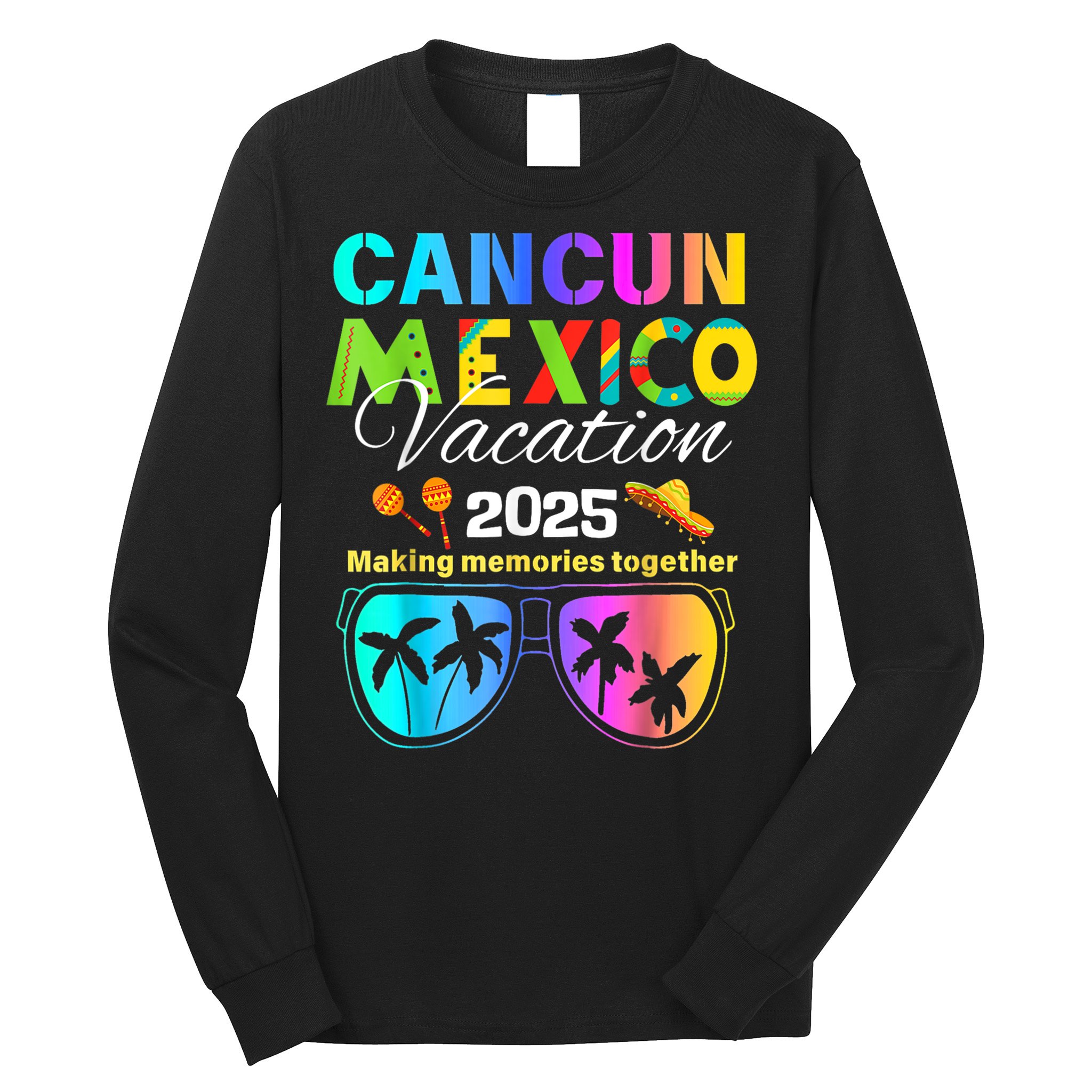 Cancun Mexico Vacation Beach 2025 Trip Group Squad Colorful Long Sleeve Shirt
