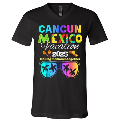 Cancun Mexico Vacation Beach 2025 Trip Group Squad Colorful V-Neck T-Shirt