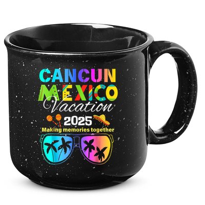 Cancun Mexico Vacation Beach 2025 Trip Group Squad Colorful 15oz Campfire Ceramic Mug