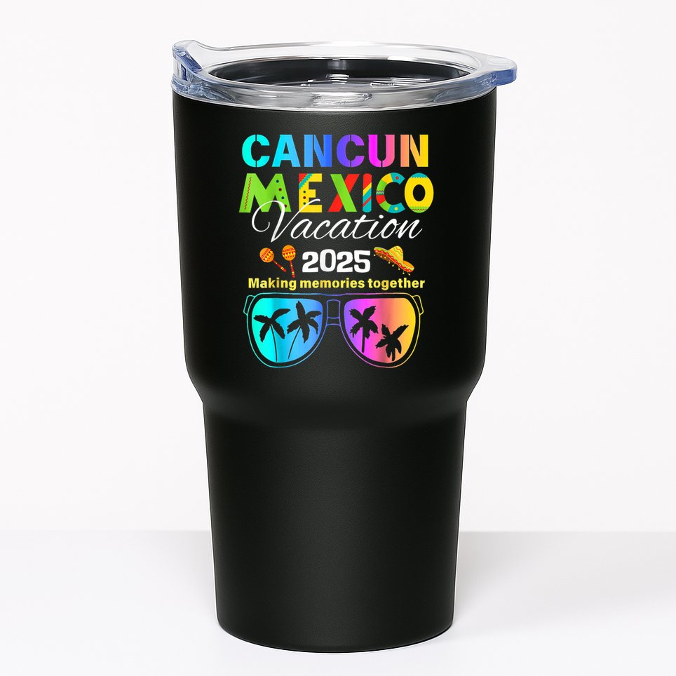Cancun Mexico Vacation Beach 2025 Trip Group Squad Colorful Tumbler