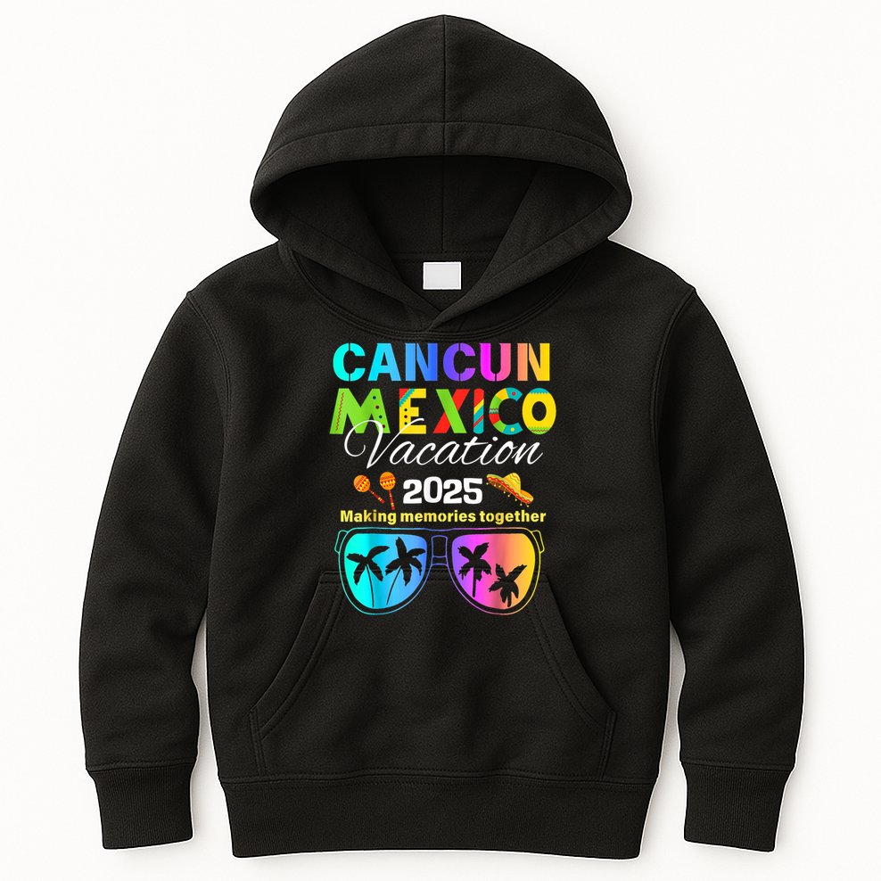 Cancun Mexico Vacation Beach 2025 Trip Group Squad Colorful Kids Hoodie