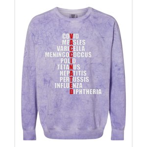 Covid Measles Varicella Vaccinated Cute Saying Idea Colorblast Crewneck Sweatshirt