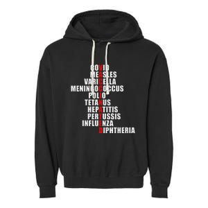 Covid Measles Varicella Vaccinated Cute Saying Idea Garment-Dyed Fleece Hoodie