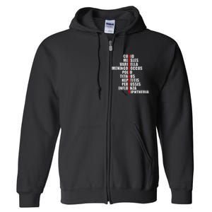 Covid Measles Varicella Vaccinated Cute Saying Idea Full Zip Hoodie