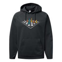 Chess Master Vintage Retro Club Chess Player Performance Fleece Hoodie