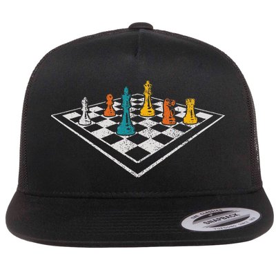Chess Master Vintage Retro Club Chess Player Flat Bill Trucker Hat