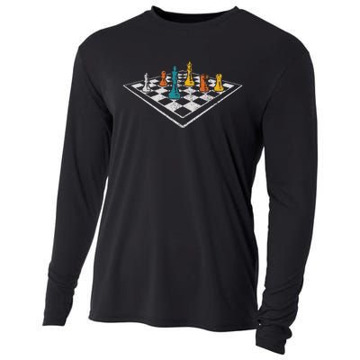 Chess Master Vintage Retro Club Chess Player Cooling Performance Long Sleeve Crew