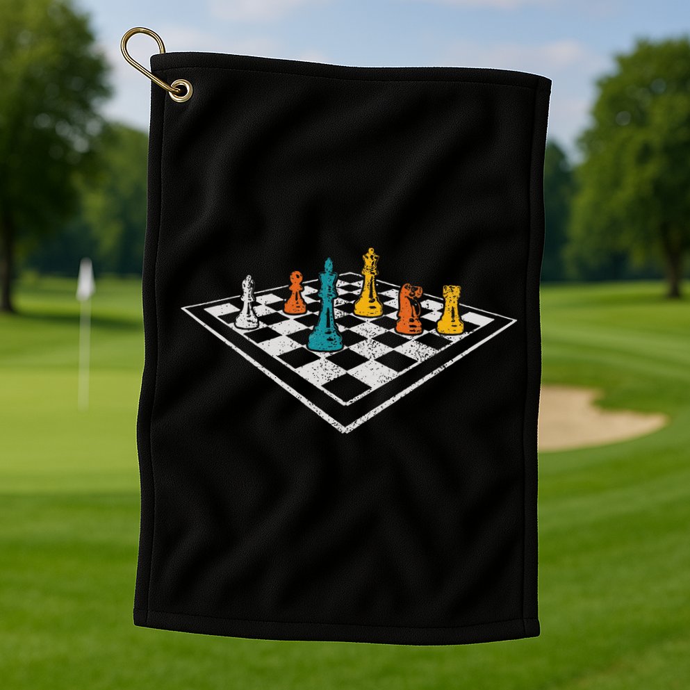 Chess Master Vintage Retro Club Chess Player Golf Towel