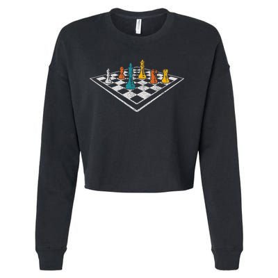 Chess Master Vintage Retro Club Chess Player Cropped Pullover Crew