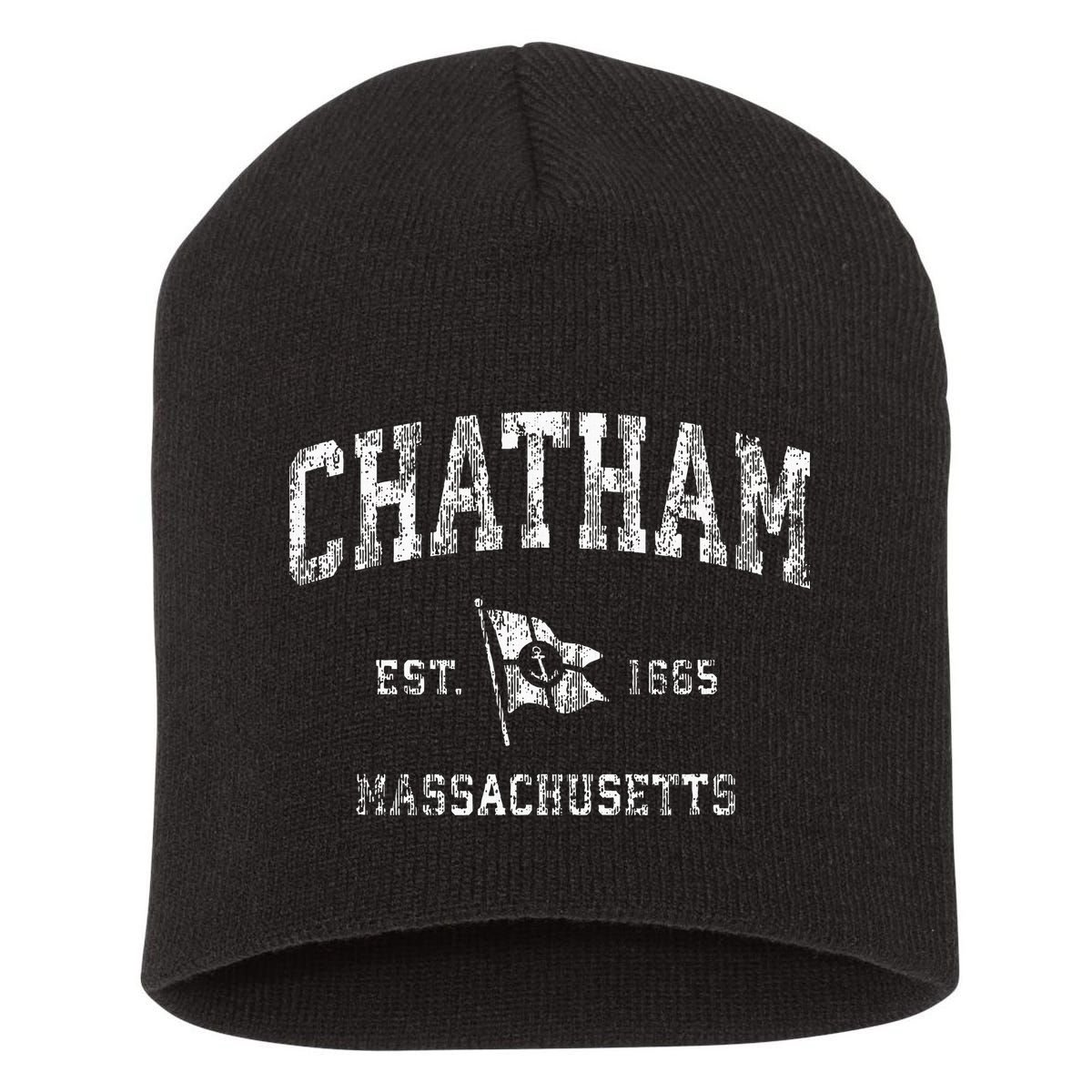 Chatham Ma Vintage Nautical Boat Anchor Flag Sports Short Acrylic Beanie