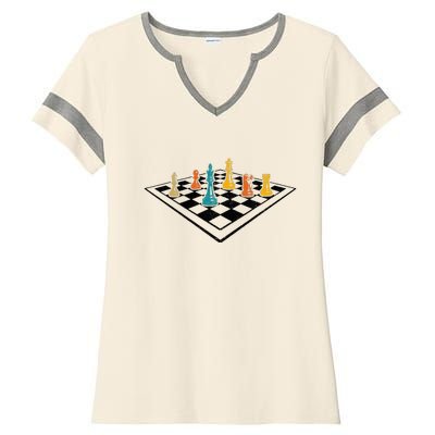 Chess Master Vintage Retro Club Chess Player Ladies Halftime Notch Neck Tee