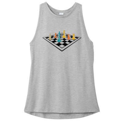 Chess Master Vintage Retro Club Chess Player Ladies PosiCharge Tri-Blend Wicking Tank