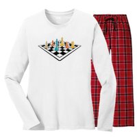 Chess Master Vintage Retro Club Chess Player Women's Long Sleeve Flannel Pajama Set 