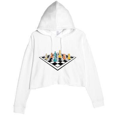 Chess Master Vintage Retro Club Chess Player Crop Fleece Hoodie