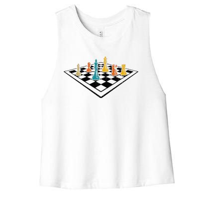 Chess Master Vintage Retro Club Chess Player Women's Racerback Cropped Tank