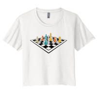 Chess Master Vintage Retro Club Chess Player Women's Crop Top Tee