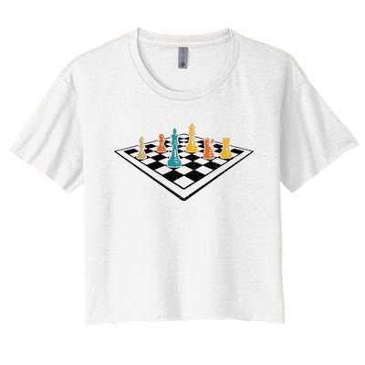 Chess Master Vintage Retro Club Chess Player Women's Crop Top Tee