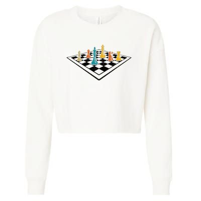 Chess Master Vintage Retro Club Chess Player Cropped Pullover Crew