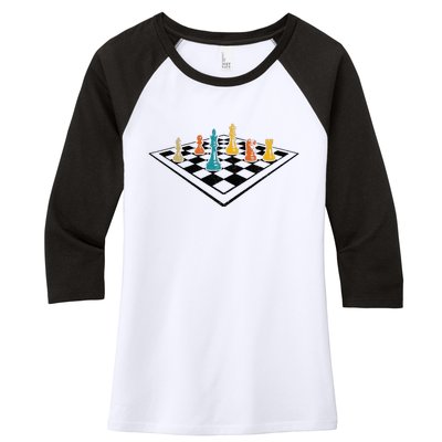 Chess Master Vintage Retro Club Chess Player Women's Tri-Blend 3/4-Sleeve Raglan Shirt