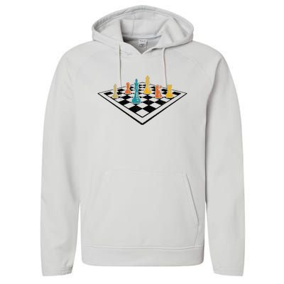 Chess Master Vintage Retro Club Chess Player Performance Fleece Hoodie