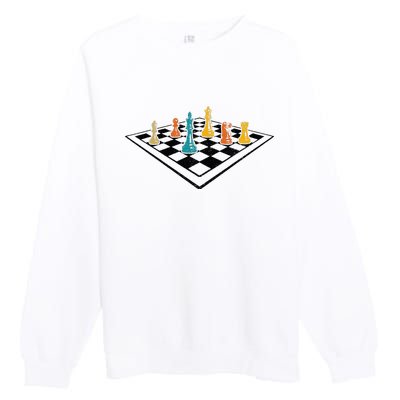 Chess Master Vintage Retro Club Chess Player Premium Crewneck Sweatshirt