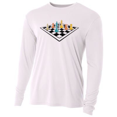 Chess Master Vintage Retro Club Chess Player Cooling Performance Long Sleeve Crew