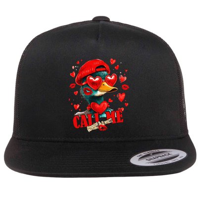 Call Me Valentines Duck Hunting Lover For Hunter Flat Bill Trucker Hat
