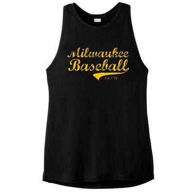 Classic Milwaukee Wisconsin Baseball Fan Retro Vintage Ladies PosiCharge Tri-Blend Wicking Tank