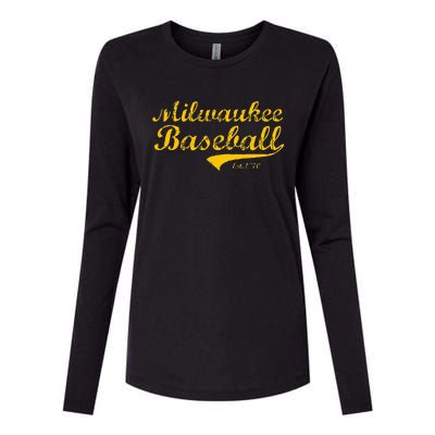 Classic Milwaukee Wisconsin Baseball Fan Retro Vintage Womens Cotton Relaxed Long Sleeve T-Shirt