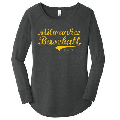 Classic Milwaukee Wisconsin Baseball Fan Retro Vintage Women's Perfect Tri Tunic Long Sleeve Shirt