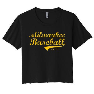 Classic Milwaukee Wisconsin Baseball Fan Retro Vintage Women's Crop Top Tee