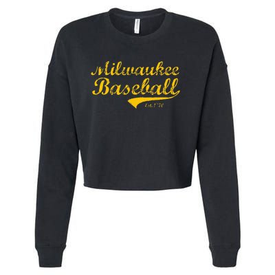 Classic Milwaukee Wisconsin Baseball Fan Retro Vintage Cropped Pullover Crew