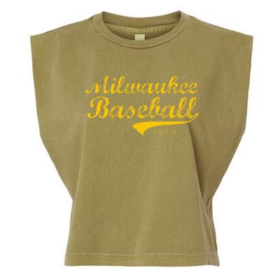 Classic Milwaukee Wisconsin Baseball Fan Retro Vintage Garment-Dyed Women's Muscle Tee