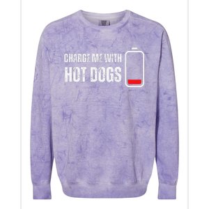 Charge Me With Hot Dogs Funny Wiener Hot Dog Lover Colorblast Crewneck Sweatshirt