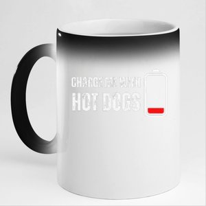 Charge Me With Hot Dogs Funny Wiener Hot Dog Lover 11oz Black Color Changing Mug