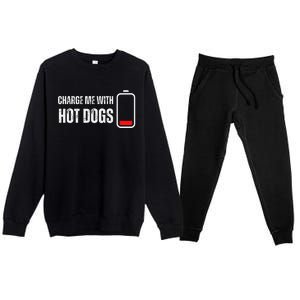 Charge Me With Hot Dogs Funny Wiener Hot Dog Lover Premium Crewneck Sweatsuit Set