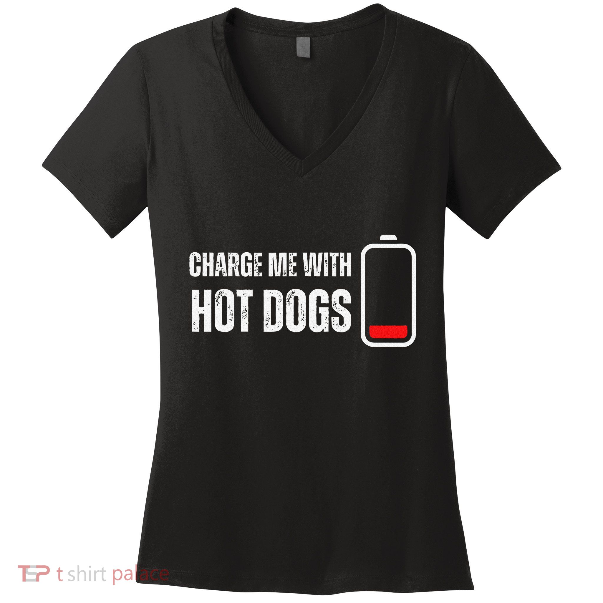 Charge Me With Hot Dogs Funny Wiener Hot Dog Lover Women's V-Neck T-Shirt