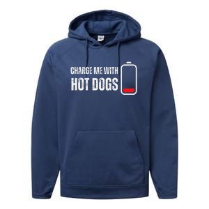 Charge Me With Hot Dogs Funny Wiener Hot Dog Lover Performance Fleece Hoodie