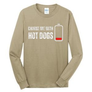 Charge Me With Hot Dogs Funny Wiener Hot Dog Lover Tall Long Sleeve T-Shirt