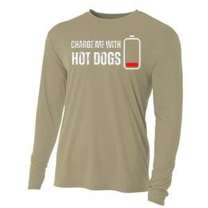 Charge Me With Hot Dogs Funny Wiener Hot Dog Lover Cooling Performance Long Sleeve Crew