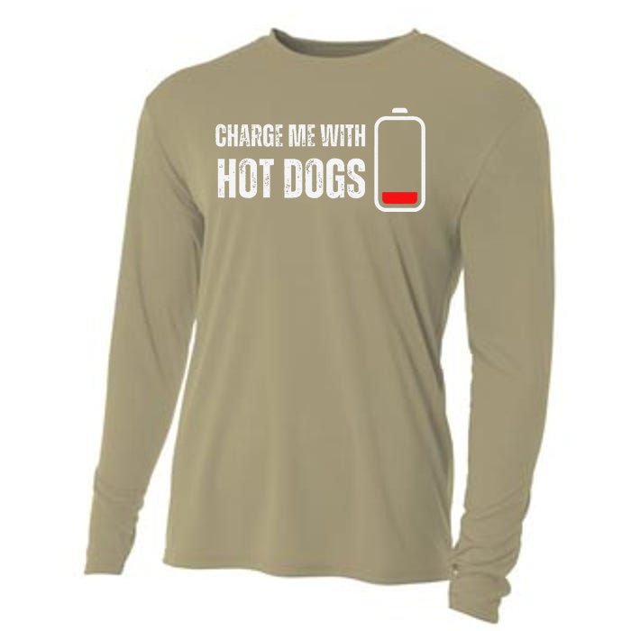 Charge Me With Hot Dogs Funny Wiener Hot Dog Lover Cooling Performance Long Sleeve Crew