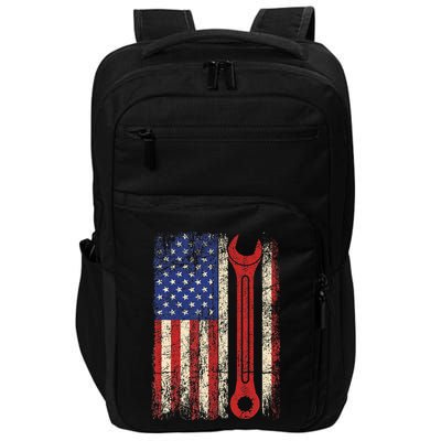 Car Mechanic Wrench Workshop Tools Us American Flag Impact Tech Backpack
