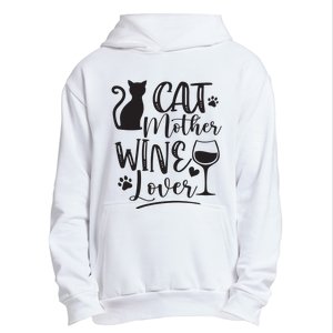 Cat Mother Wine Lover Cat Mom Cat Lady Wine Lover Drinker Urban Pullover Hoodie