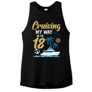 Cruising My Way Into 18th Birthday Cruise 18 Years Old Ladies PosiCharge Tri-Blend Wicking Tank